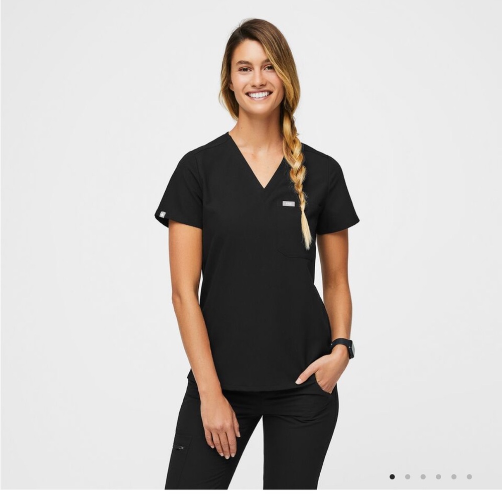 Figs one pocket black scrub top